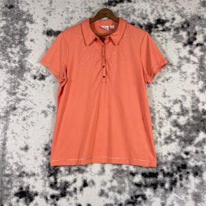Chicos Zenergy Golf Shirt Womens Size 1 Light Orange Performance Stretch Comfort